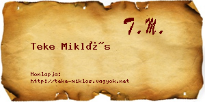 Teke Miklós névjegykártya